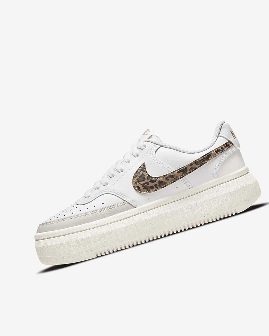 White / Light Beige / Brown Nike Court Vision Alta Women\'s Sneakers | CA_2413