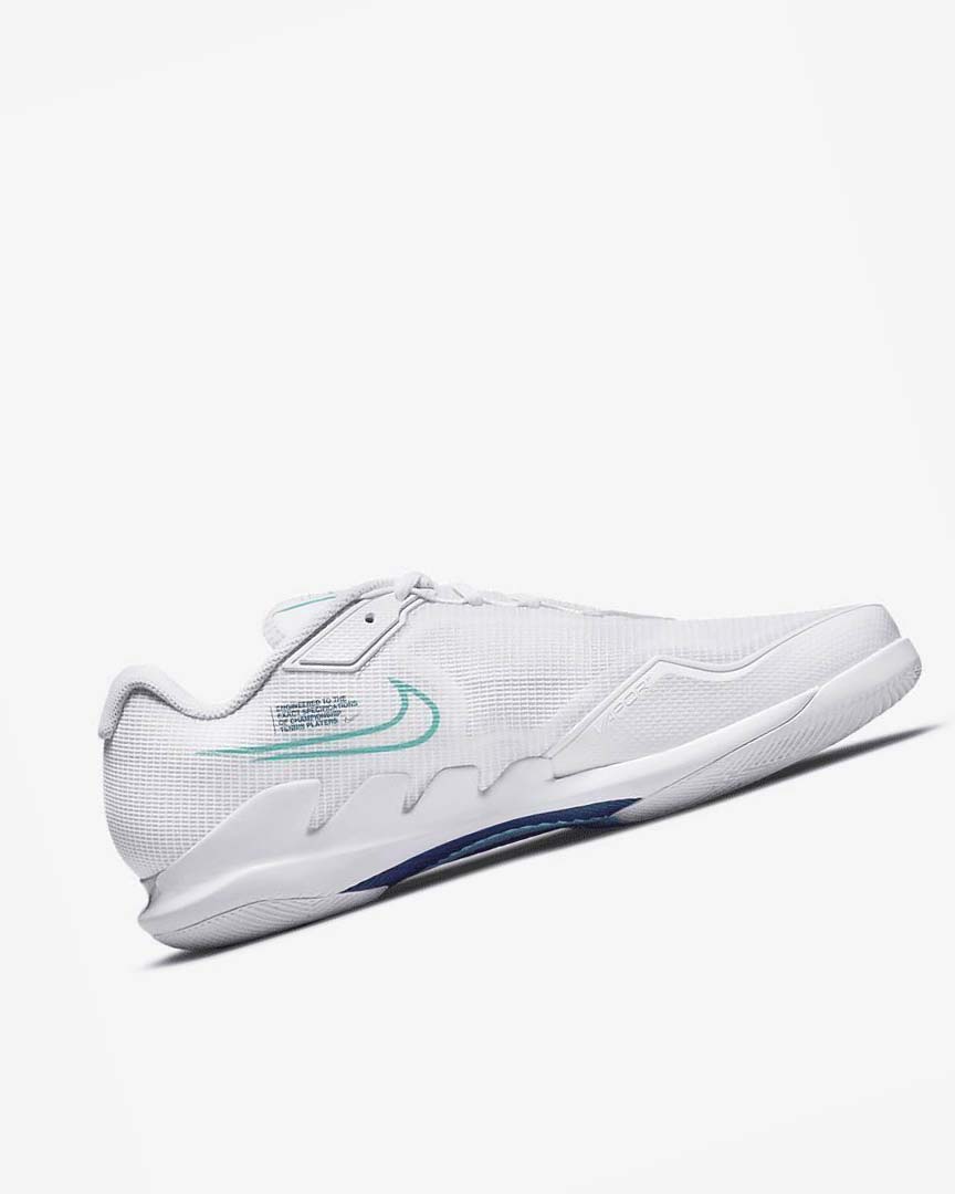 White / Light Beige / Deep Royal Blue / Turquoise Nike Court Air Zoom Vapor Pro Men's Tennis Shoes | CA_3120