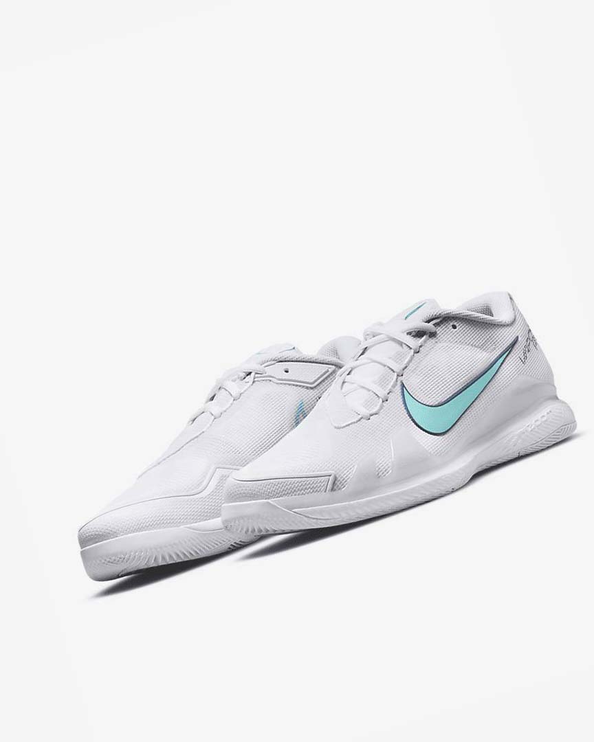 White / Light Beige / Deep Royal Blue / Turquoise Nike Court Air Zoom Vapor Pro Men's Tennis Shoes | CA_3120