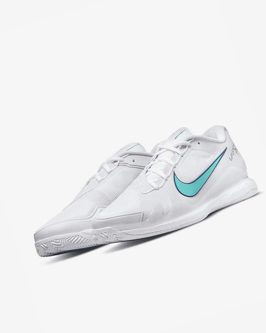White / Light Beige / Deep Royal Blue / Turquoise Nike Court Air Zoom Vapor Pro Men's Tennis Shoes | CA_5082