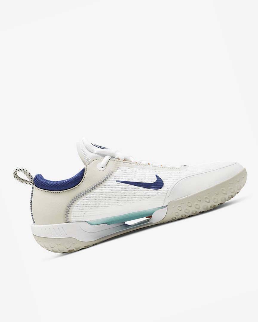 White / Light Beige / Turquoise / Deep Royal Blue Nike Court Zoom NXT Men's Tennis Shoes | CA_2881