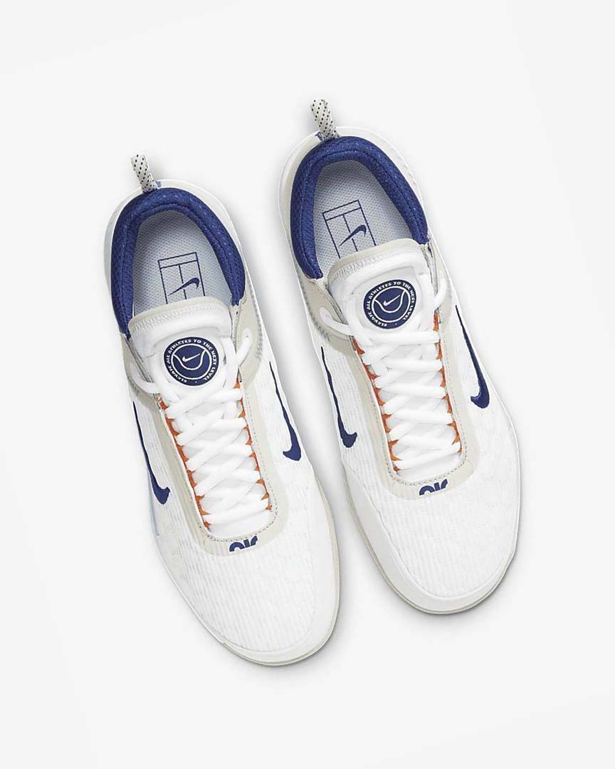 White / Light Beige / Turquoise / Deep Royal Blue Nike Court Zoom NXT Men's Tennis Shoes | CA_2881