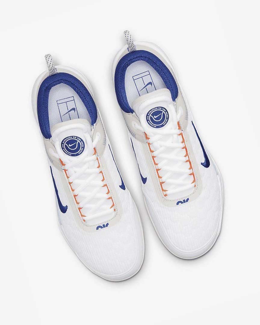 White / Light Beige / Turquoise / Deep Royal Blue Nike Court Zoom NXT Men's Tennis Shoes | CA_5257