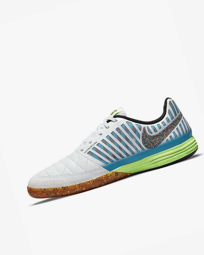 White / Light Blue / Black / Black Nike Lunar Gato II IC Men\'s Soccer Shoes | CA_5586