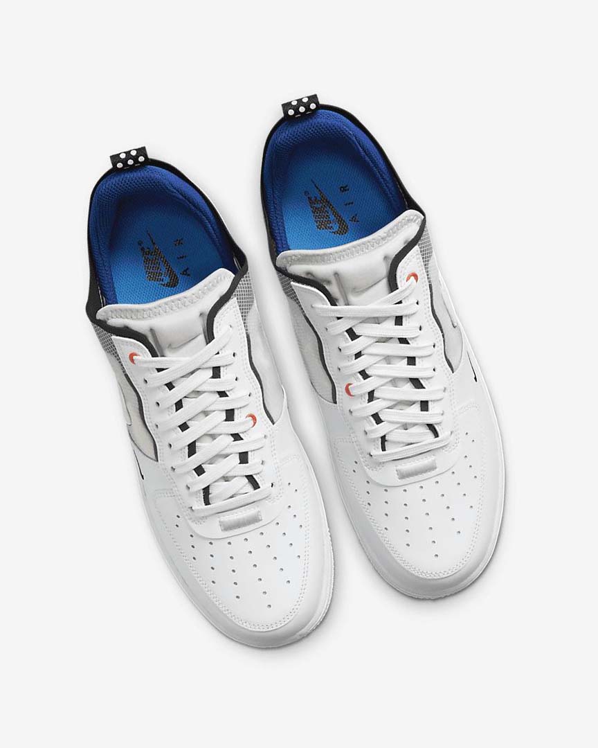 White / Light Blue / Deep Royal Blue / White Nike Air Force 1 React Men's Sneakers | CA_5330