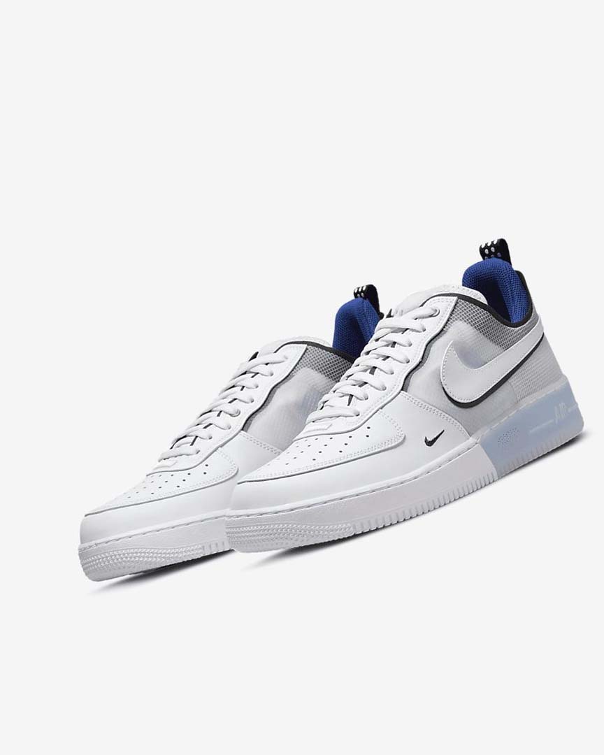 White / Light Blue / Deep Royal Blue / White Nike Air Force 1 React Men's Sneakers | CA_5330