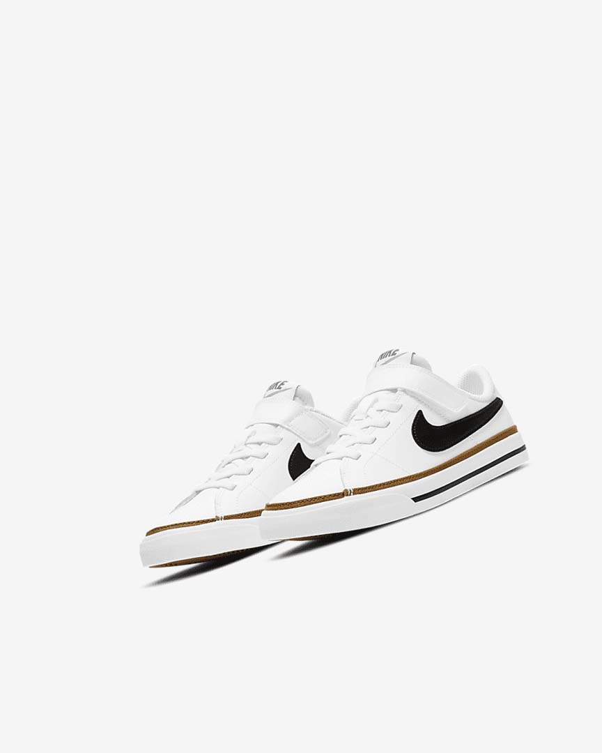 White / Light Brown / Black Nike Court Legacy Girls' Sneakers | CA_2737