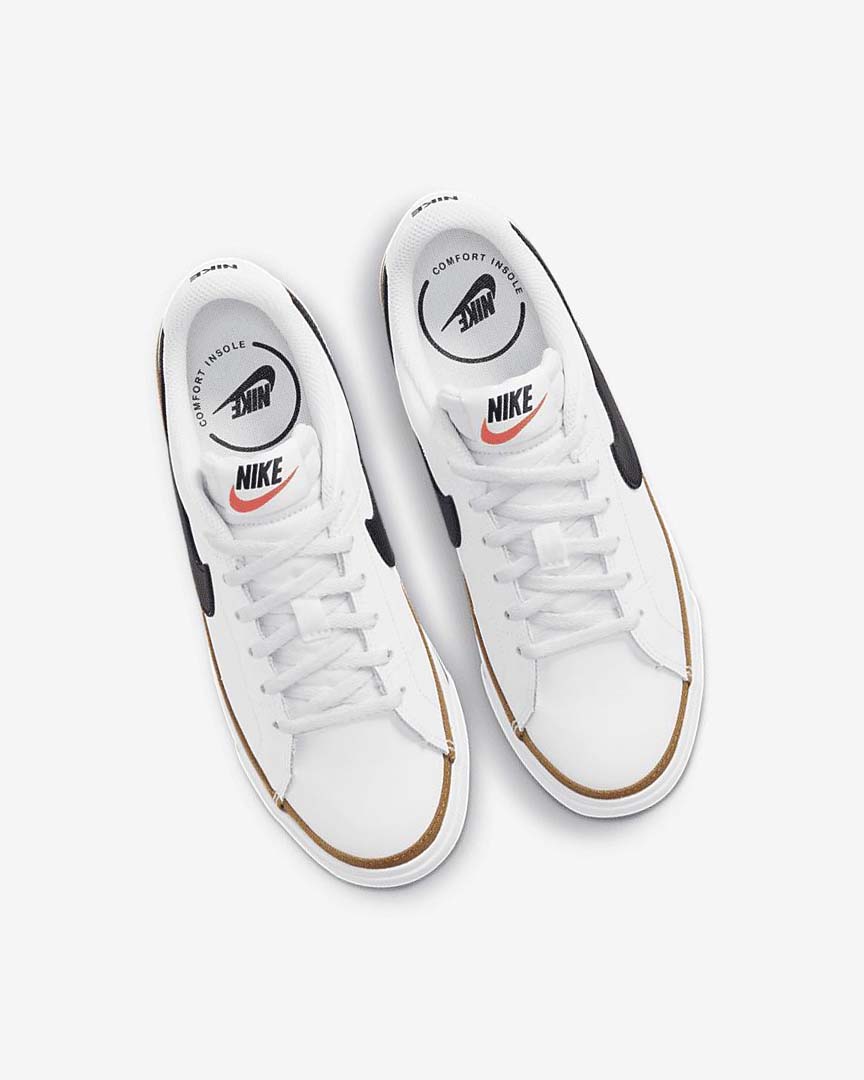 White / Light Brown / Black Nike Court Legacy Girls' Sneakers | CA_2860
