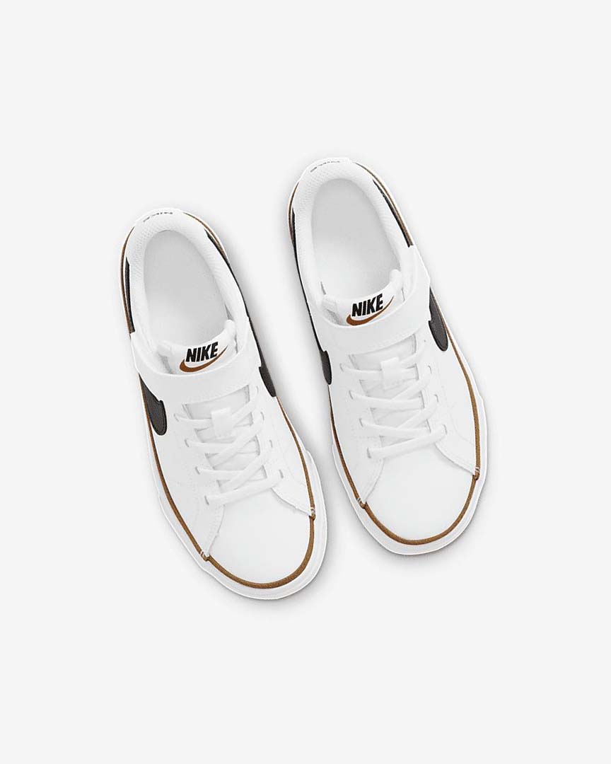 White / Light Brown / Black Nike Court Legacy Boys' Sneakers | CA_2969