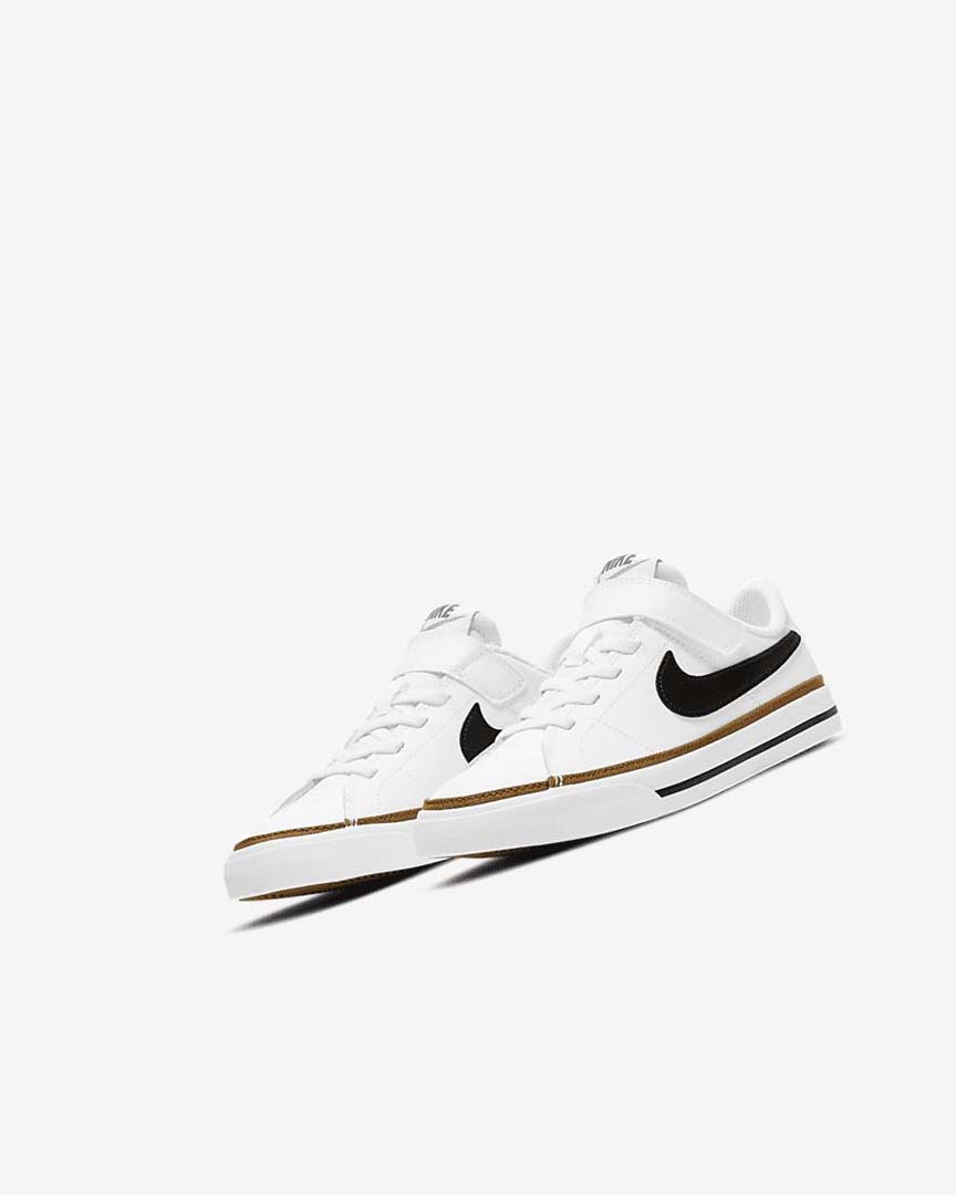 White / Light Brown / Black Nike Court Legacy Boys' Sneakers | CA_2969