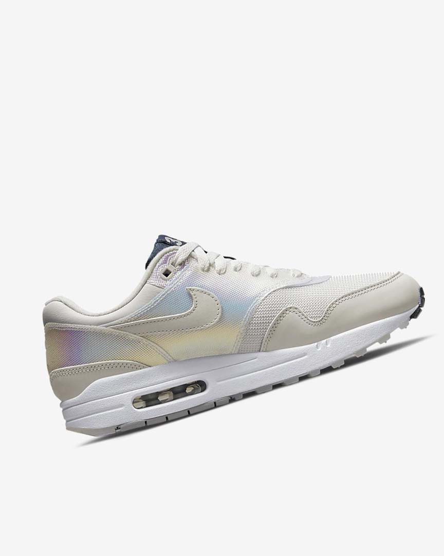 White / Light Grey / Navy / Light Beige Nike Air Max 1 Air Max Day Women's Casual Shoes | CA_5280