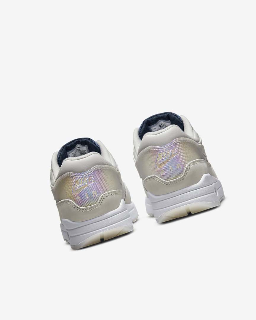 White / Light Grey / Navy / Light Beige Nike Air Max 1 Air Max Day Women's Casual Shoes | CA_5280