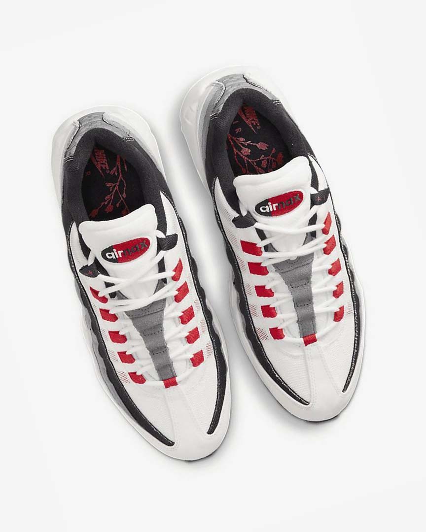White / Light Grey / Red Nike Air Max 95 Men's Casual Shoes | CA_3071