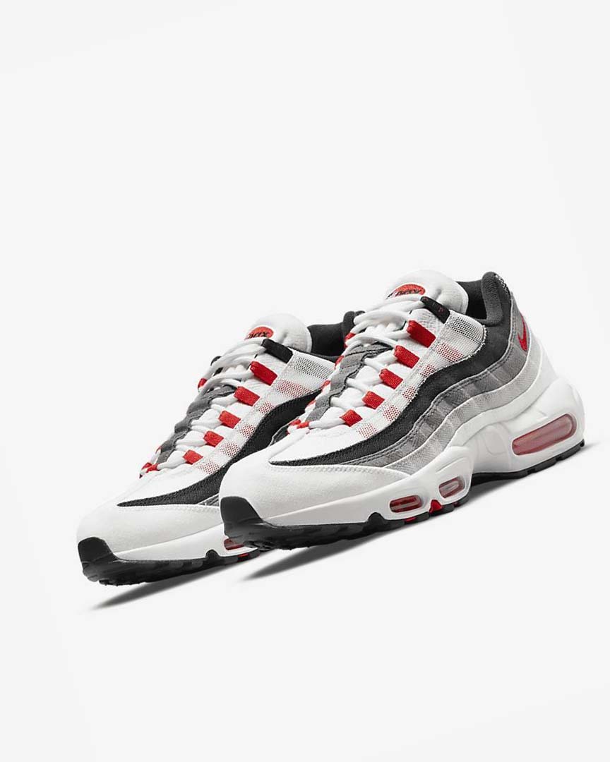 White / Light Grey / Red Nike Air Max 95 Men's Casual Shoes | CA_3071