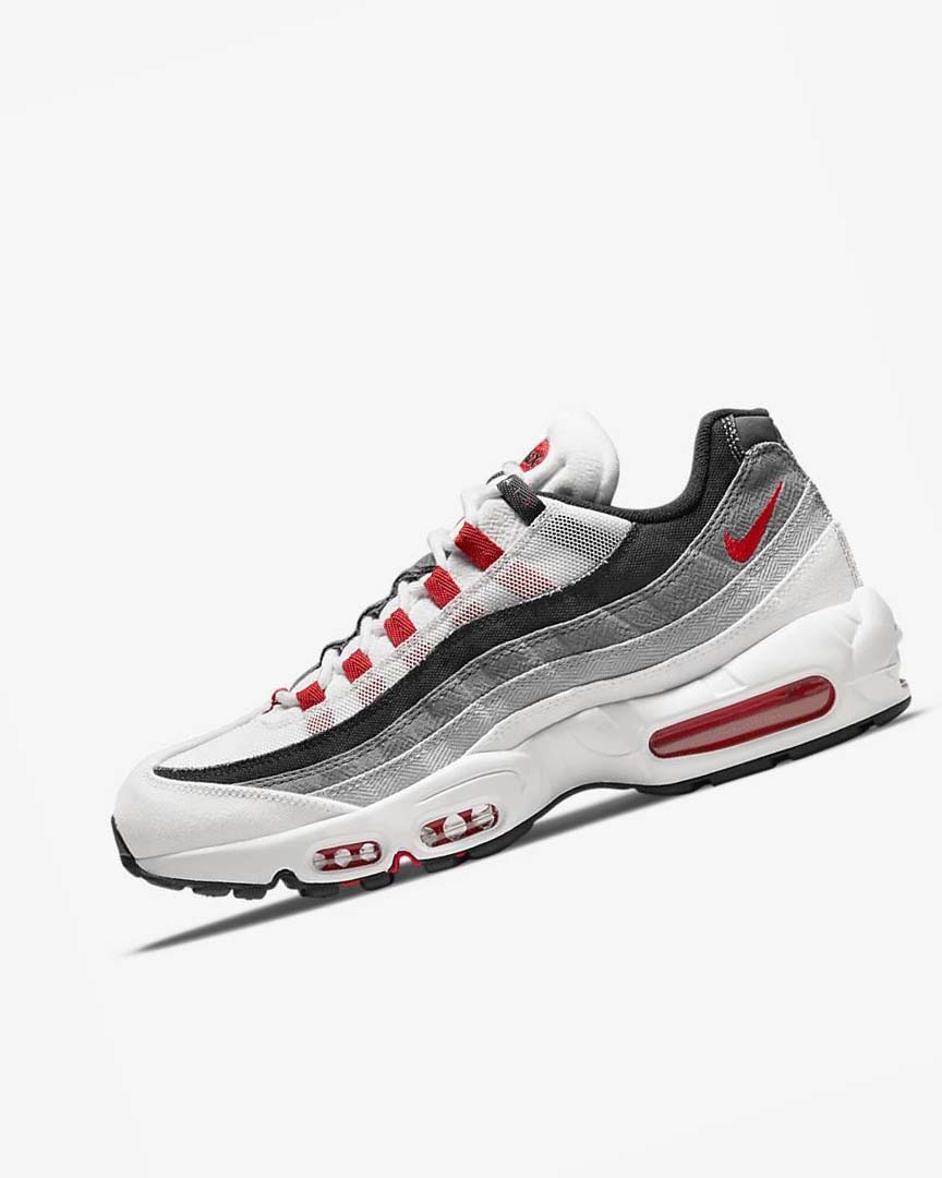 White / Light Grey / Red Nike Air Max 95 Men\'s Casual Shoes | CA_3071