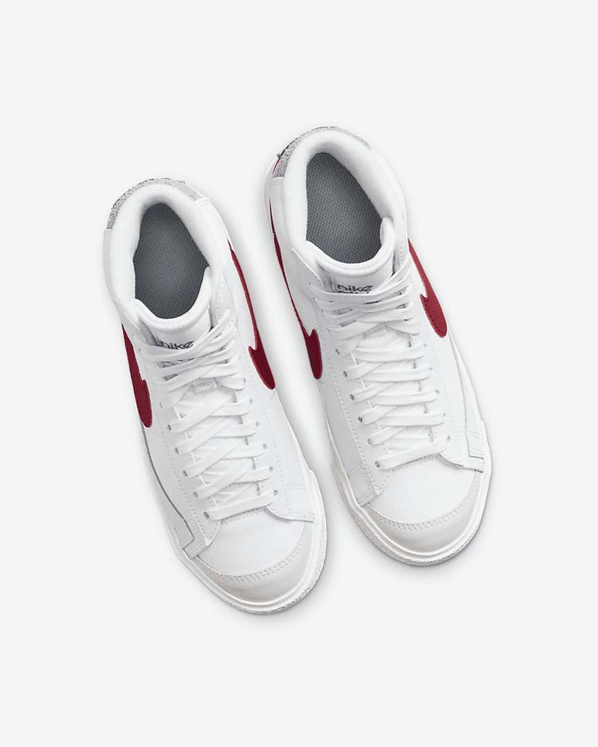 White / Light Grey / Red Nike Blazer Mid '77 Boys' Sneakers | CA_4687