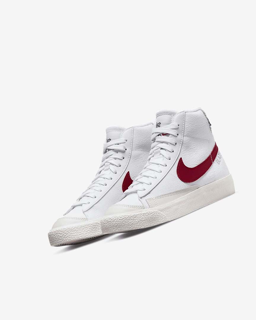 White / Light Grey / Red Nike Blazer Mid '77 Boys' Sneakers | CA_4687