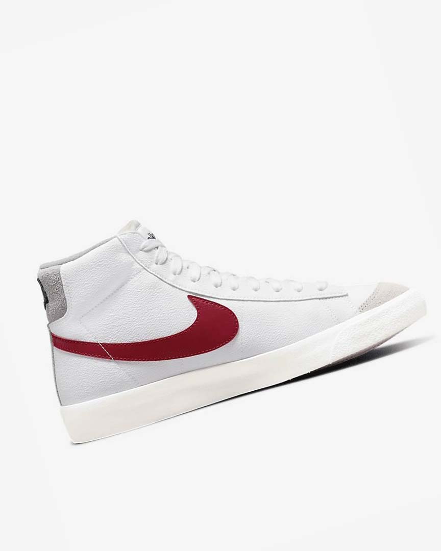 White / Light Grey / Red Nike Blazer Mid '77 Men's Sneakers | CA_4970
