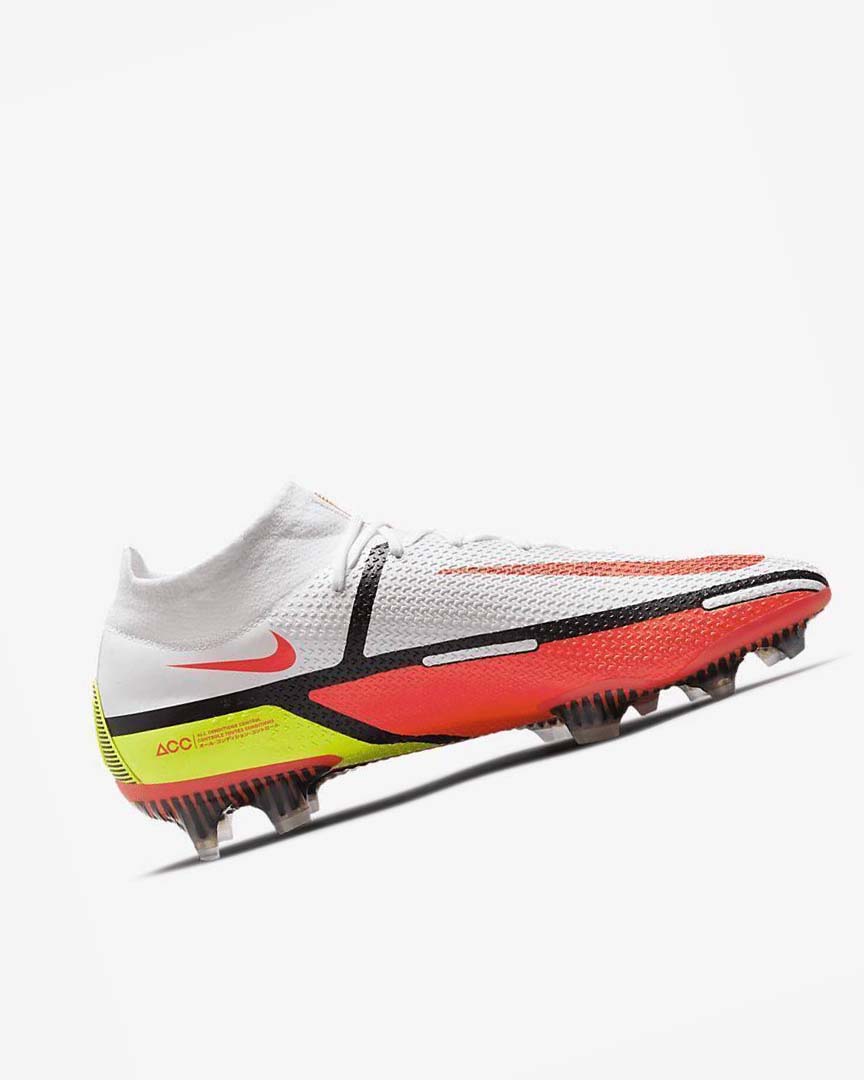 White / Light Red Nike Phantom GT2 Dynamic Fit Elite FG Men's Soccer Cleats | CA_1191