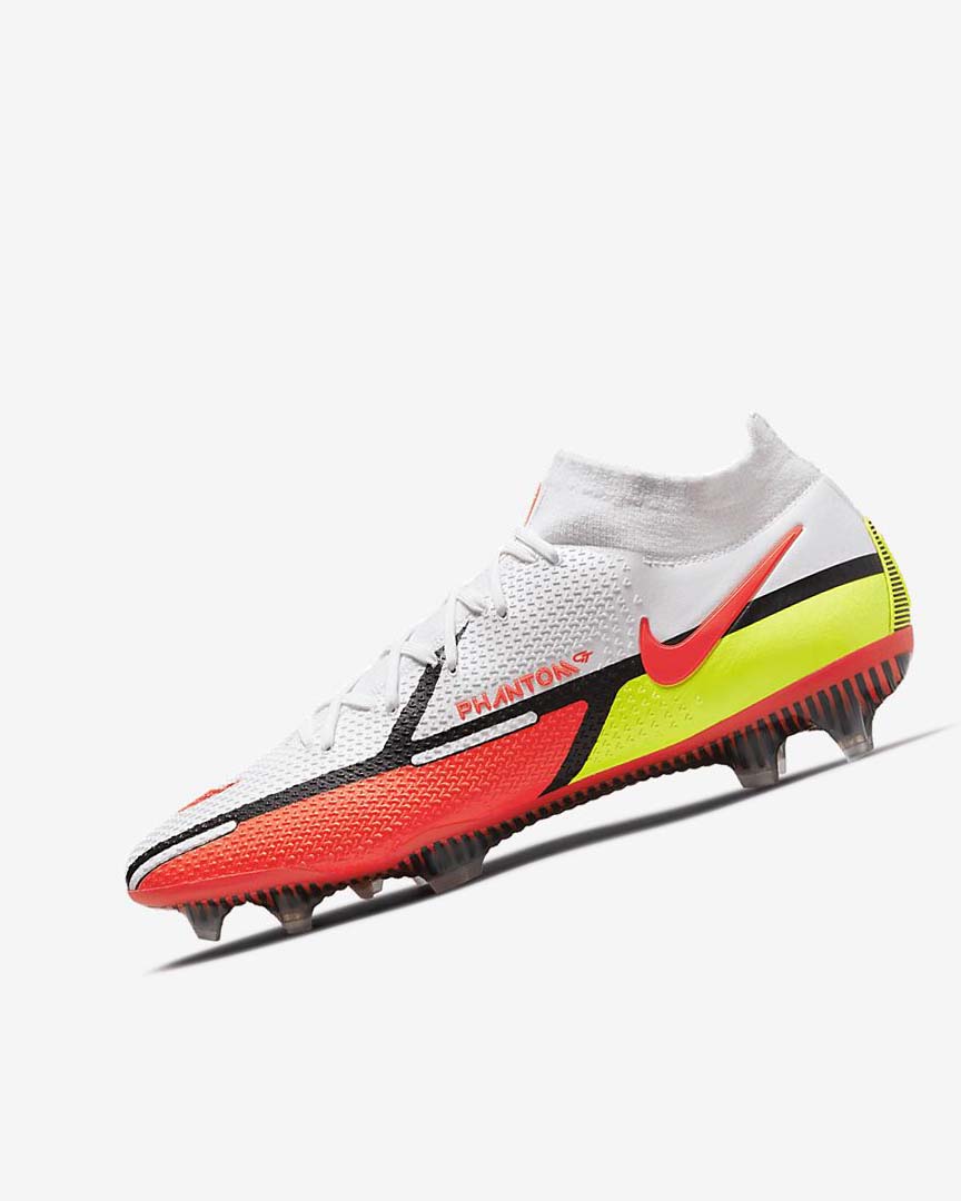 White / Light Red Nike Phantom GT2 Dynamic Fit Elite FG Women\'s Soccer Cleats | CA_5354