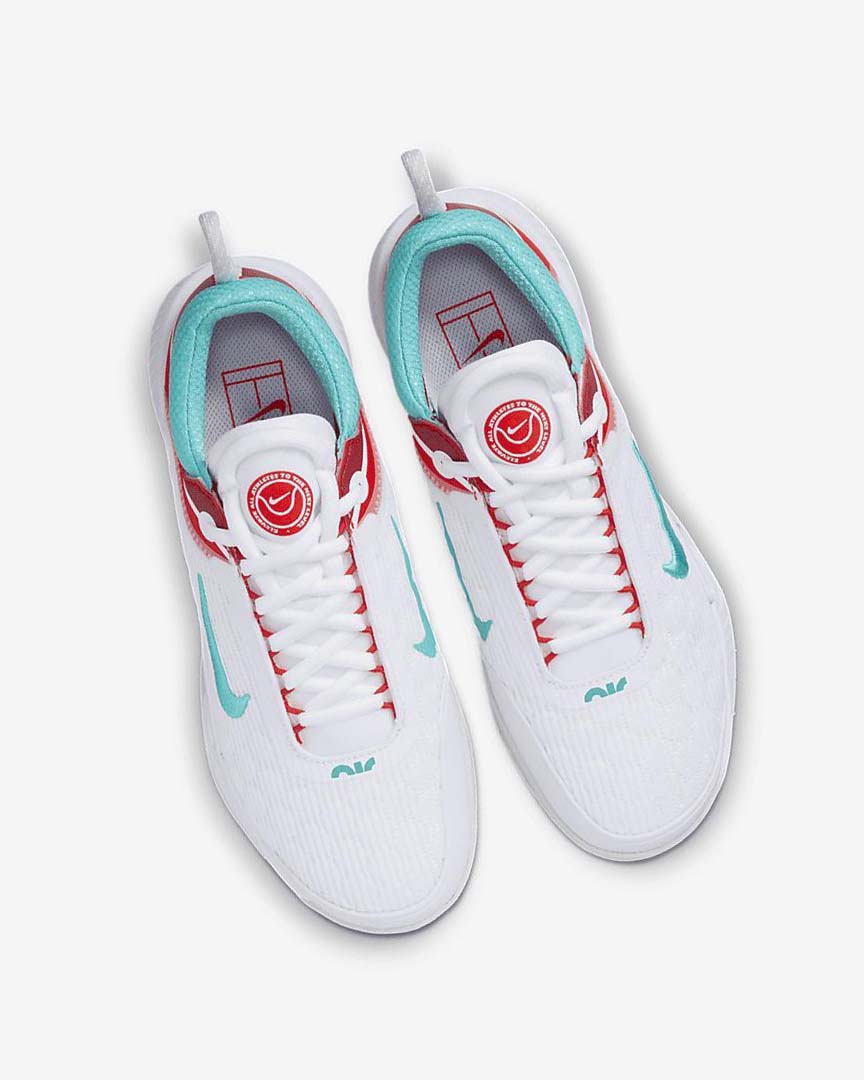 White / Light Silver / Red / Turquoise Nike Court Zoom NXT Women's Tennis Shoes | CA_2896