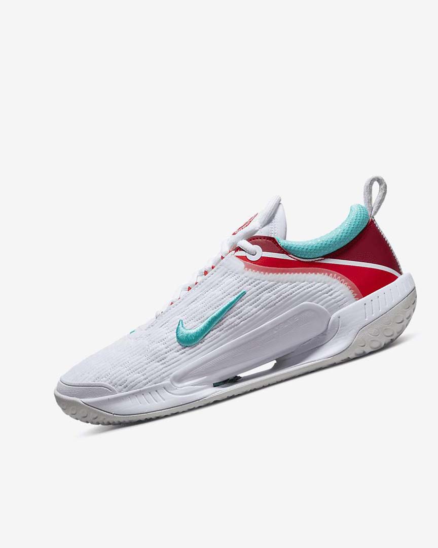 White / Light Silver / Red / Turquoise Nike Court Zoom NXT Women\'s Tennis Shoes | CA_2896
