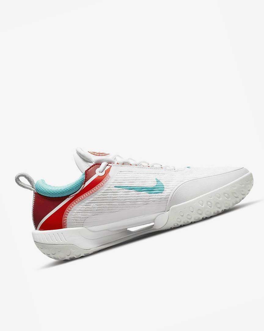 White / Light Silver / Red / Turquoise Nike Court Zoom NXT Men's Tennis Shoes | CA_2960