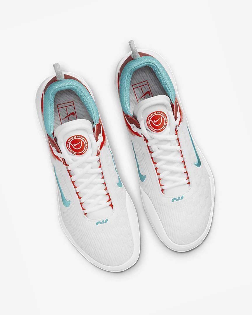 White / Light Silver / Red / Turquoise Nike Court Zoom NXT Men's Tennis Shoes | CA_2960