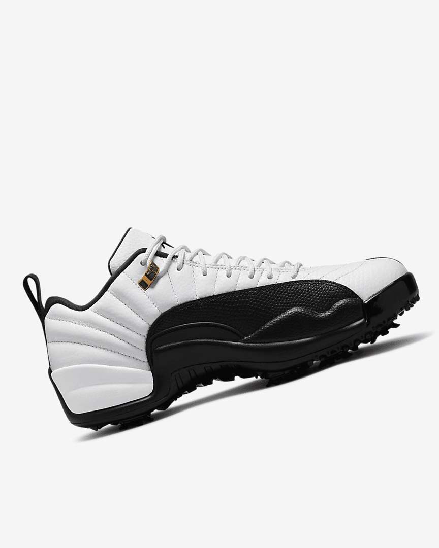 White / Metal Gold / Black Nike Air Jordan XII Low Men's Golf Shoes | CA_5133