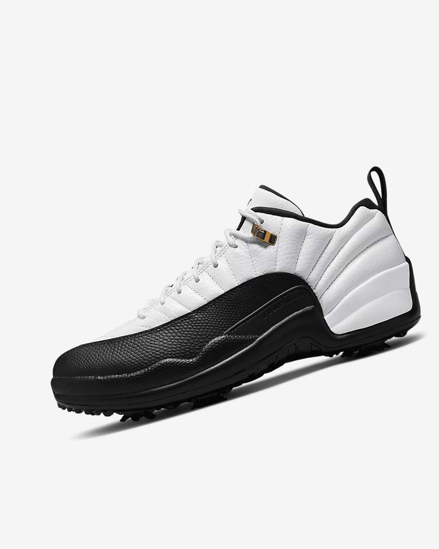 White / Metal Gold / Black Nike Air Jordan XII Low Men\'s Golf Shoes | CA_5133