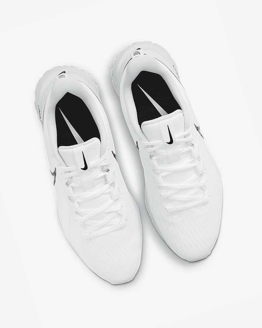 White / Metal Platinum / Black Nike React Infinity Pro Men's Golf Shoes | CA_4867