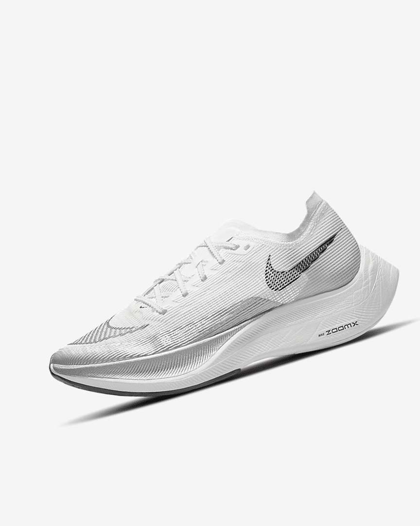 White / Metal Silver / Black Nike ZoomX Vaporfly Next% 2 Women\'s Running Shoes | CA_3097