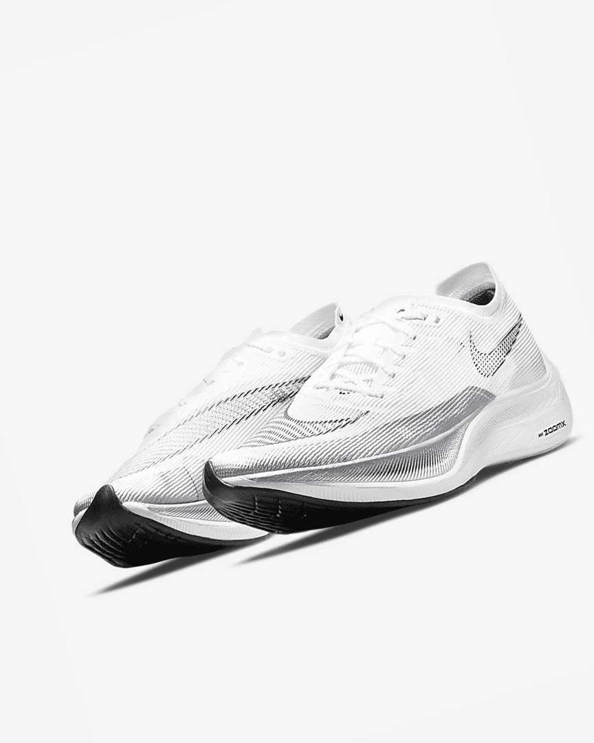 White / Metal Silver / Black Nike ZoomX Vaporfly Next% 2 Men's Running Shoes | CA_5287