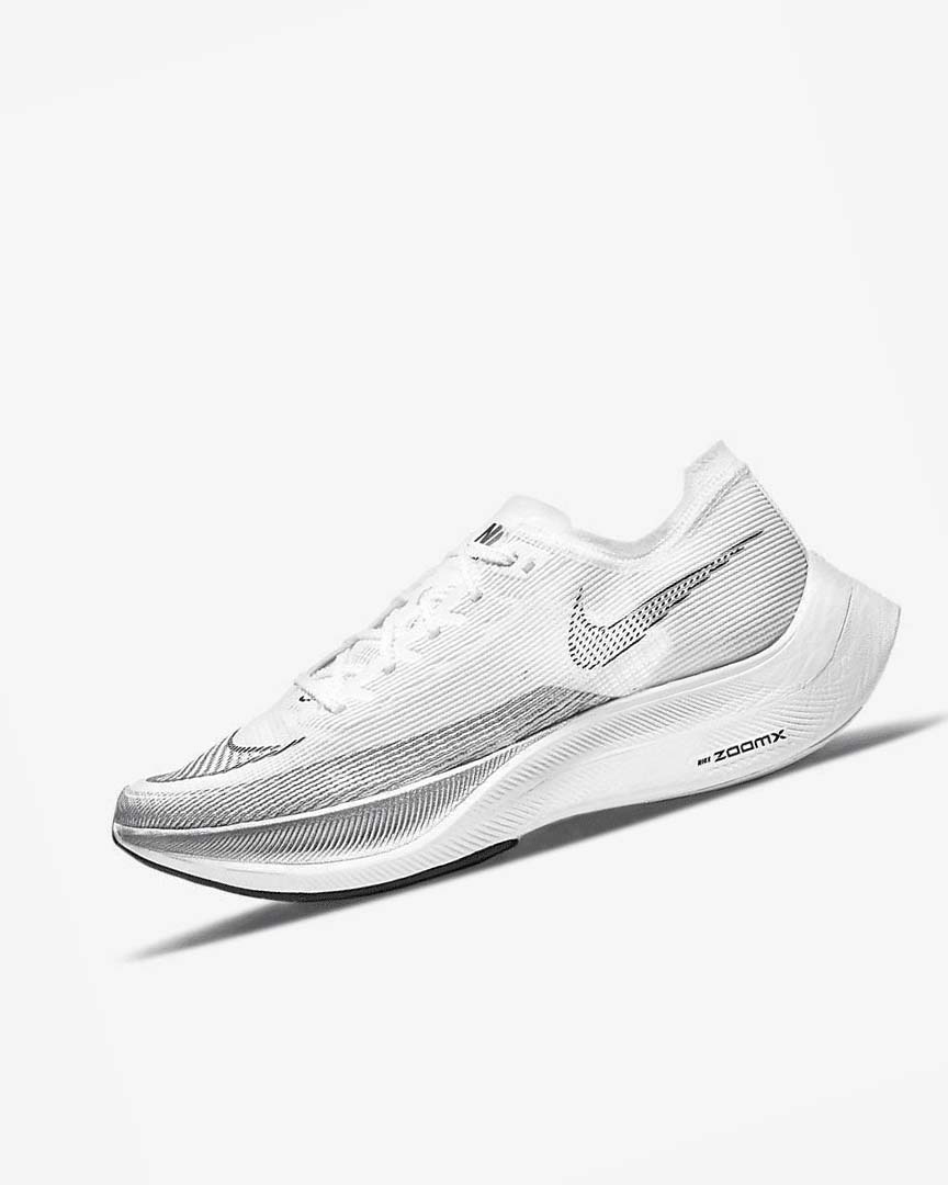 White / Metal Silver / Black Nike ZoomX Vaporfly Next% 2 Men\'s Running Shoes | CA_5287