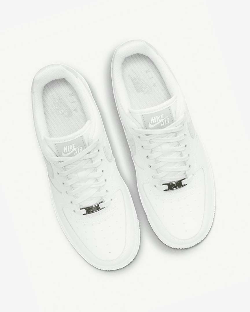 White / Metal Silver / Light Blue Nike Air Force 1 '07 Women's Sneakers | CA_3066