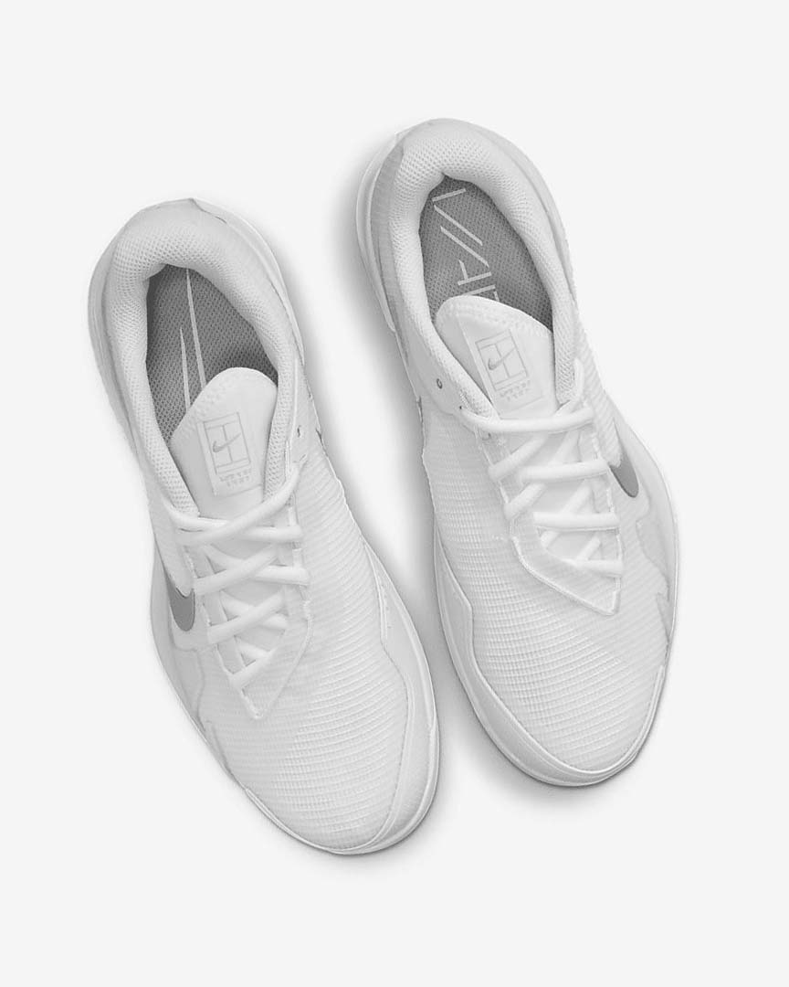 White / Metal Silver Nike Court Air Zoom Vapor Pro Women's Tennis Shoes | CA_4771
