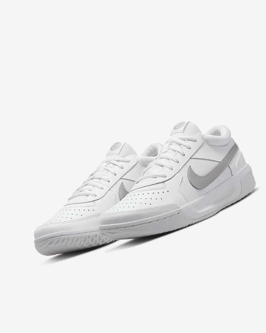 White / Metal Silver Nike Court Zoom Lite 3 Women's Tennis Shoes | CA_4878