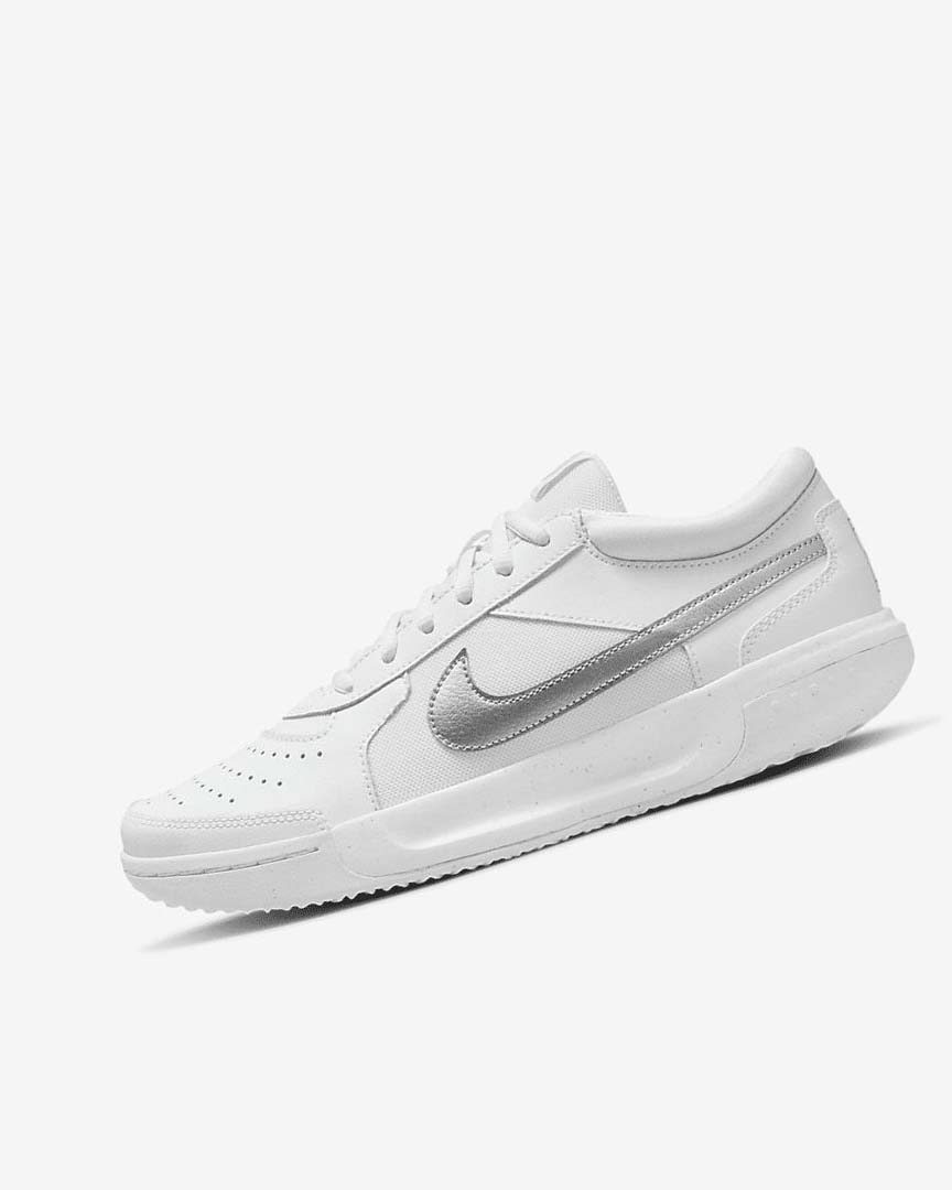 White / Metal Silver Nike Court Zoom Lite 3 Women\'s Tennis Shoes | CA_4878
