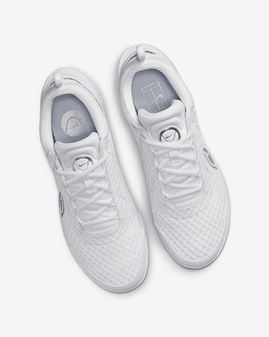 White / Metal Silver Nike Court Zoom Pro Women's Tennis Shoes | CA_5548