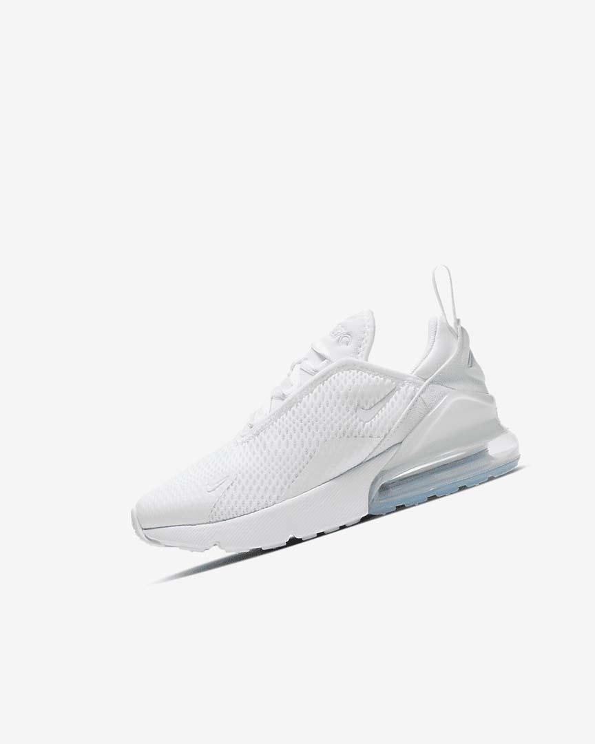 White / Metal Silver / White Nike Air Max 270 Girls\' Casual Shoes | CA_2645