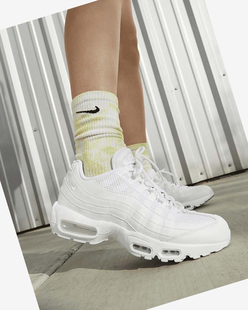 White / Metal Silver / White Nike Air Max 95 Women's Casual Shoes | CA_2882