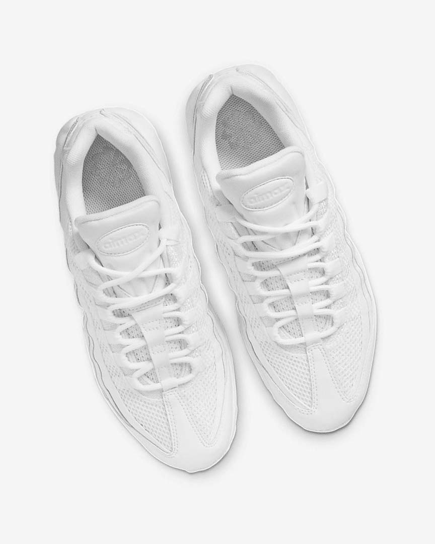 White / Metal Silver / White Nike Air Max 95 Women's Casual Shoes | CA_2882