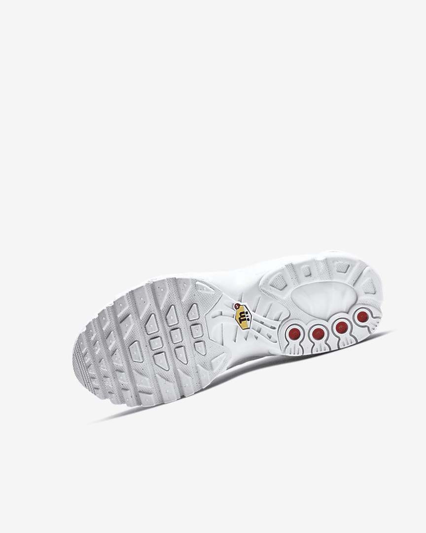 White / Metal Silver / White Nike Air Max Plus Boys' Sneakers | CA_4996