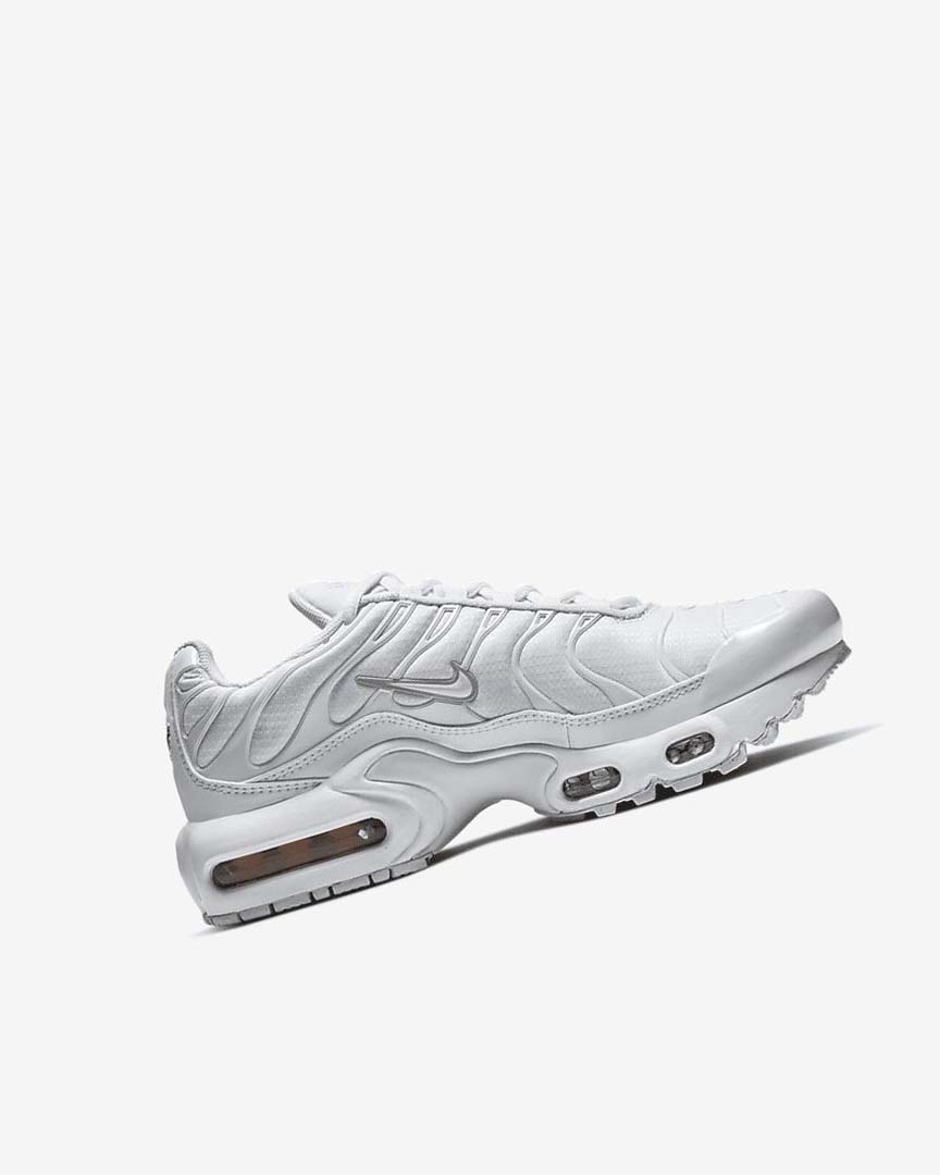 White / Metal Silver / White Nike Air Max Plus Boys' Sneakers | CA_4996