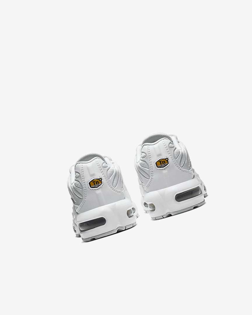 White / Metal Silver / White Nike Air Max Plus Boys' Sneakers | CA_4996