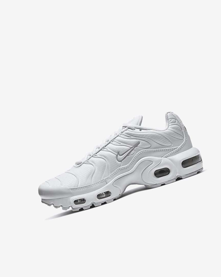White / Metal Silver / White Nike Air Max Plus Boys\' Sneakers | CA_4996