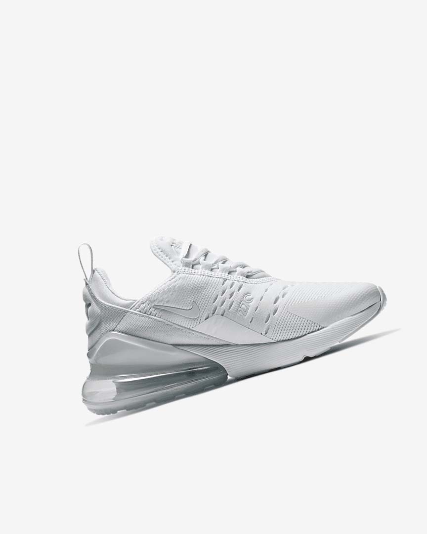 White / Metal Silver / White Nike Air Max 270 Boys' Casual Shoes | CA_5331