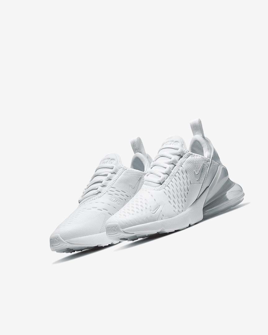White / Metal Silver / White Nike Air Max 270 Boys' Casual Shoes | CA_5331