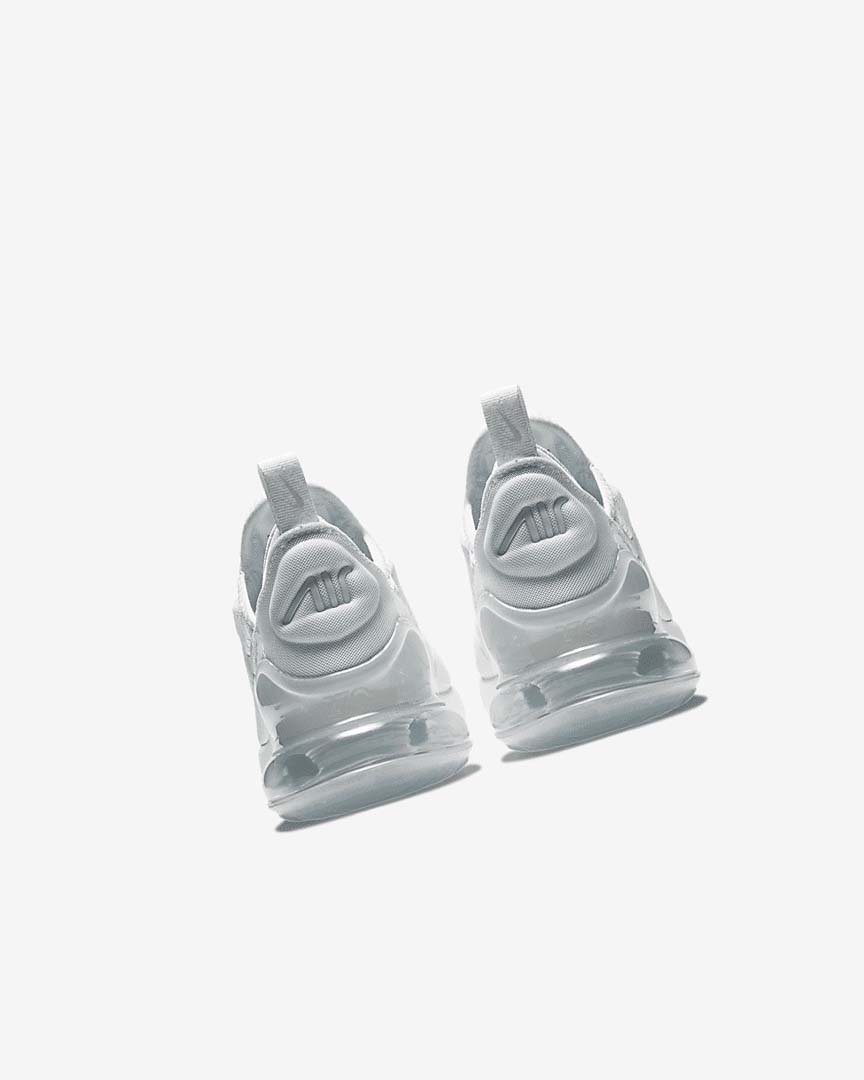 White / Metal Silver / White Nike Air Max 270 Boys' Casual Shoes | CA_5331