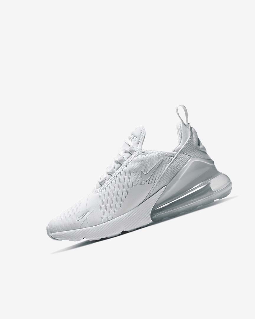 White / Metal Silver / White Nike Air Max 270 Boys\' Casual Shoes | CA_5331